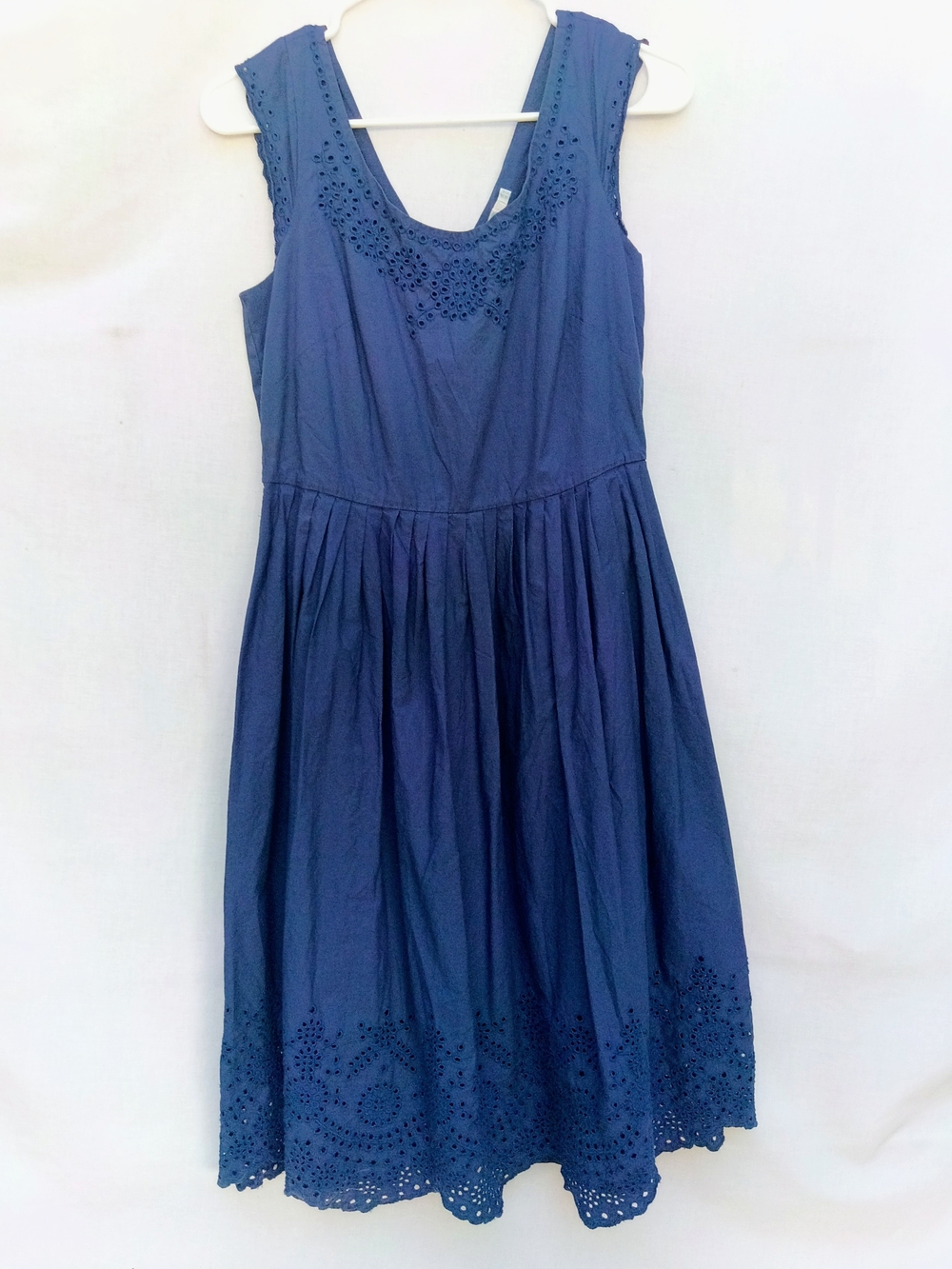 Boden Navy Annabel Eyelet Broderie Midi Dress Cottagecore Small 6L